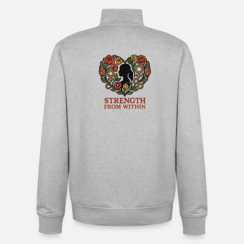 Strength From Inside Blossom Heart - Unisex Organic Zip Sweatshirt by Stanley/Stella - heather grey