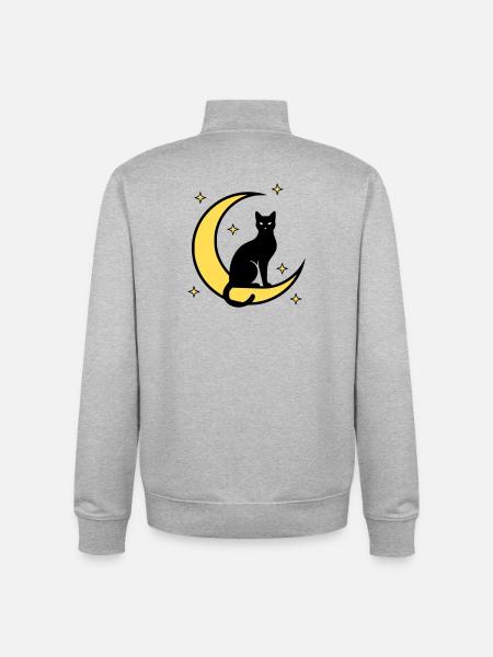Cat Moon Stars Witchcraft - Unisex Organic Zip Sweatshirt by Stanley/Stella - heather grey
