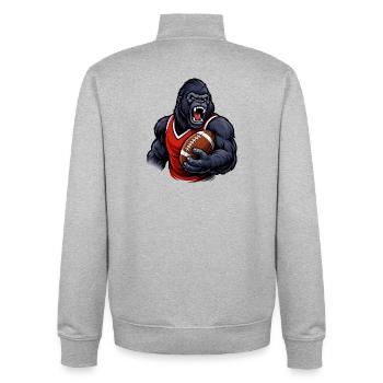 Gorille avec maillot de football - Sweat zippé unisexe en coton bio Stanley/Stella - gris chiné - Dos - AI Model Male 185 light (185cm)