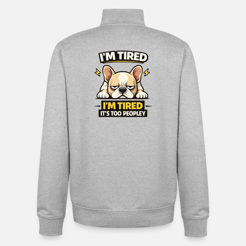 Tee Bulldog fatigué - Sweat zippé unisexe en coton bio Stanley/Stella - gris chiné
