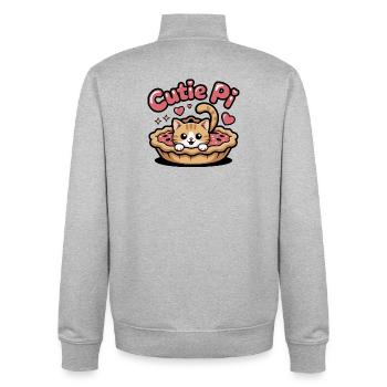 Cutie Pi Cat - Sweat zippé unisexe en coton bio Stanley/Stella - gris chiné - Dos - AI Model Male 185 light (185cm)