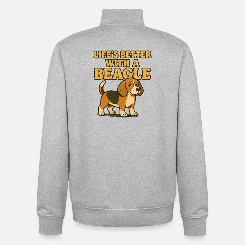Beagle-Leben besser mit einem Beagle - Unisex Organic Zip Sweatshirt von Stanley/Stella - Grau meliert