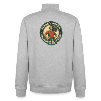 Les femmes fortes changent le monde - Sweat zippé unisexe en coton bio Stanley/Stella - gris chiné - Dos - AI Model Male 185 light (185cm)