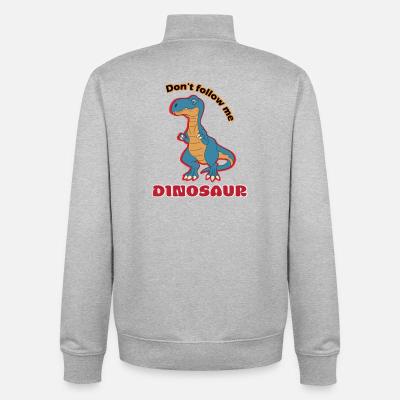 Ne suivez pas Dino Spruch - Sweat zippé unisexe en coton bio Stanley/Stella - gris chiné