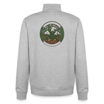 Schneeglöckchen im Art Nouveau Kreis - Unisex Organic Zip Sweatshirt von Stanley/Stella - Grau meliert - Hinten - AI Model Male 185 light (185cm)