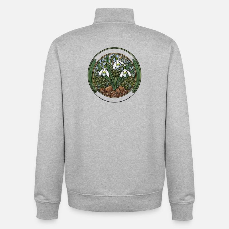 Perce-neige dans le cercle Art nouveau - Sweat zippé unisexe en coton bio Stanley/Stella - gris chiné