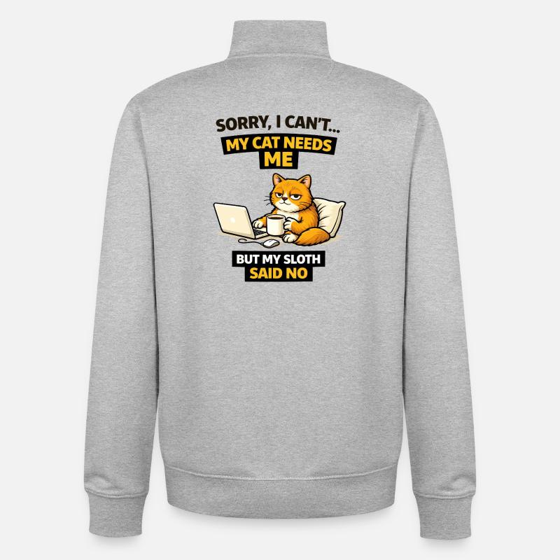 Cat Me Time vs Sloth Refusal - Unisex Organic Zip Sweatshirt by Stanley/Stella - heather grey