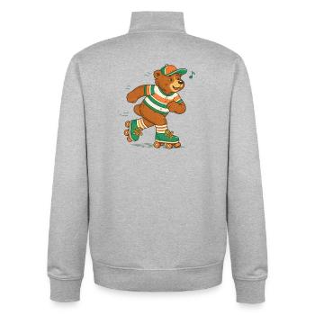 Retro Bär auf Rollschuhen - Unisex Organic Zip Sweatshirt von Stanley/Stella - Grau meliert - Hinten - AI Model Male 185 light (185cm)