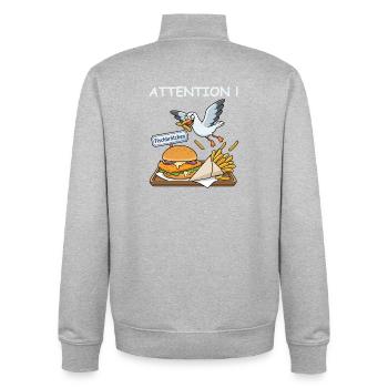 Funny Fish Roll Coastal Humor North Sea Baltic Sea - Unisex Organic Zip Sweatshirt by Stanley/Stella - heather grey - Back - AI Model Male 185 light (185cm)