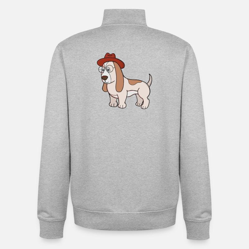 Glasses Beagle avec Fedora - Sweat zippé unisexe en coton bio Stanley/Stella - gris chiné
