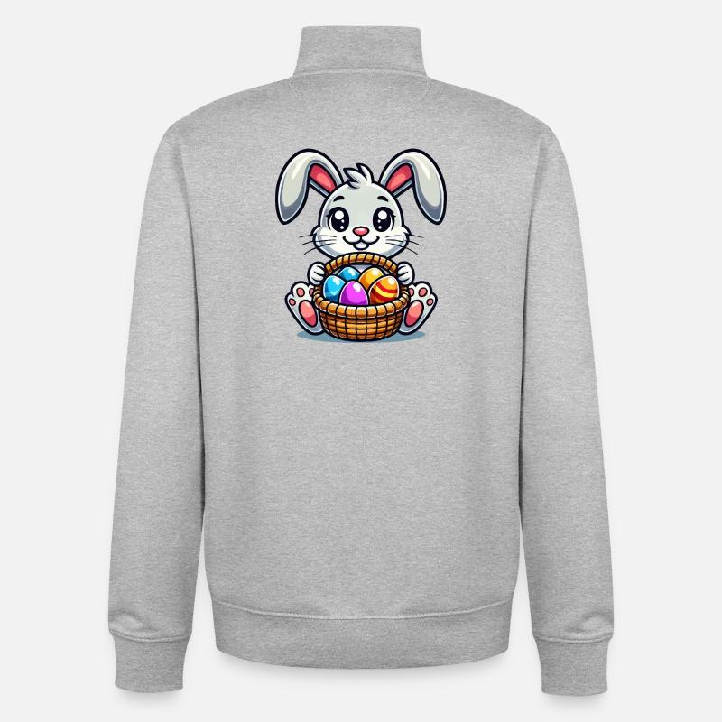 Osterhase mit bunten Eiern - Unisex Organic Zip Sweatshirt von Stanley/Stella - Grau meliert