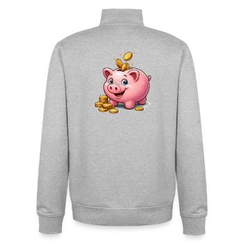 Sparschwein Glücksgold - Unisex Organic Zip Sweatshirt von Stanley/Stella - Grau meliert - Hinten - AI Model Male 185 light (185cm)