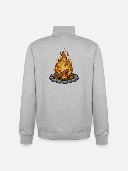 Campfire Illustration Coziness No.2 - Unisex Organic Zip Sweatshirt by Stanley/Stella - heather grey