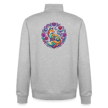 Bunter Fuchs Blumen Mandala Lila Mädchen Design - Unisex Organic Zip Sweatshirt von Stanley/Stella - Grau meliert - Hinten - AI Model Male 185 light (185cm)