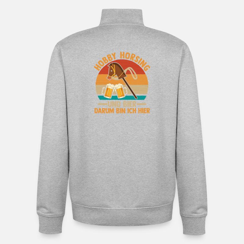 Bier Pferd Hobby Horsing - Unisex Organic Zip Sweatshirt von Stanley/Stella - Grau meliert