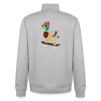 Skate-Duck mit Mütze und Sonnenbrille - Unisex Organic Zip Sweatshirt von Stanley/Stella - Grau meliert - Hinten - AI Model Male 185 light (185cm)