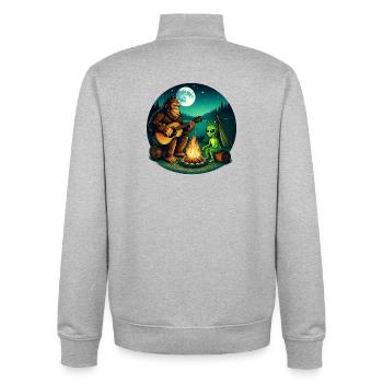 Alien Bigfoot UFO Sasquatch Believers Raumschiff - Unisex Organic Zip Sweatshirt von Stanley/Stella - Grau meliert - Hinten - AI Model Male 185 light (185cm)