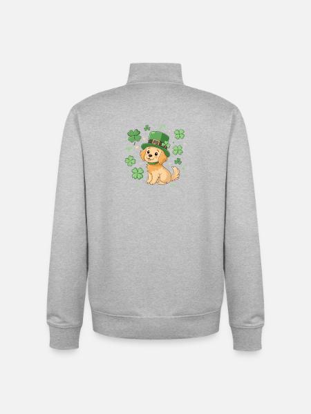 Labrador-Kobold und Grünklee-Hund - Unisex Organic Zip Sweatshirt von Stanley/Stella - Grau meliert