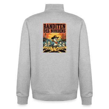 Banditen des Nordens Möwen Fischbrötchen Diebe - Unisex Organic Zip Sweatshirt von Stanley/Stella - Grau meliert - Hinten - AI Model Male 185 light (185cm)