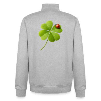 Vierblättriger Klee mit Marienkäfer  - Unisex Organic Zip Sweatshirt von Stanley/Stella - Grau meliert - Hinten - AI Model Male 185 light (185cm)