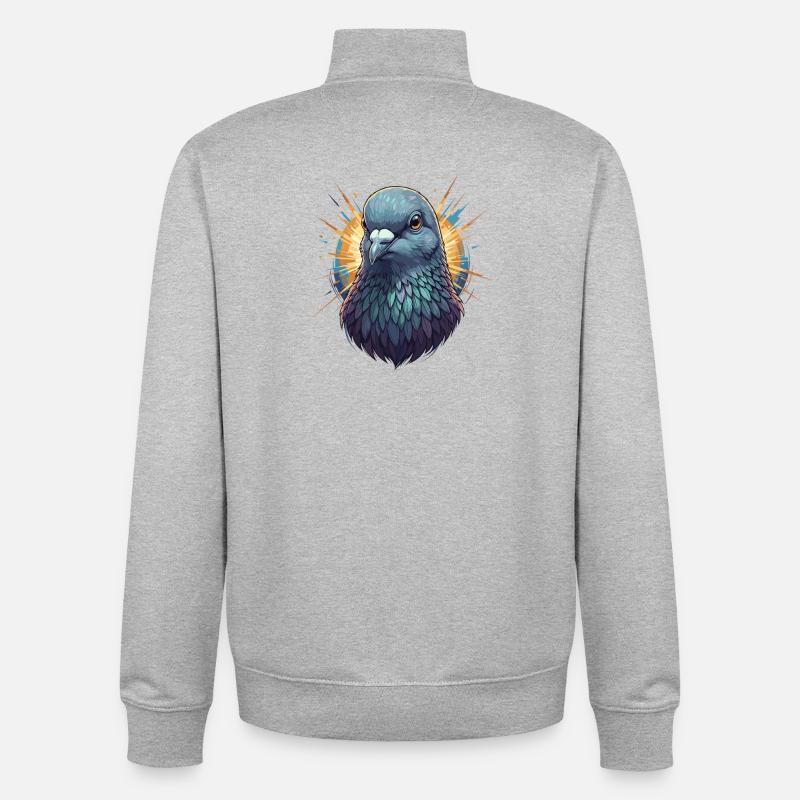 Portrait de la colombe rayonneuse - Sweat zippé unisexe en coton bio Stanley/Stella - gris chiné