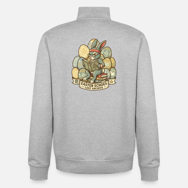 Archiviste du lapin de Pâques - Sweat zippé unisexe en coton bio Stanley/Stella - gris chiné