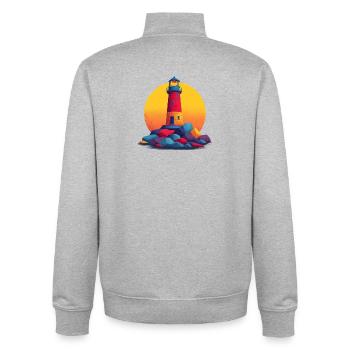 Leuchtturm - Unisex Organic Zip Sweatshirt von Stanley/Stella - Grau meliert - Hinten - AI Model Male 185 light (185cm)