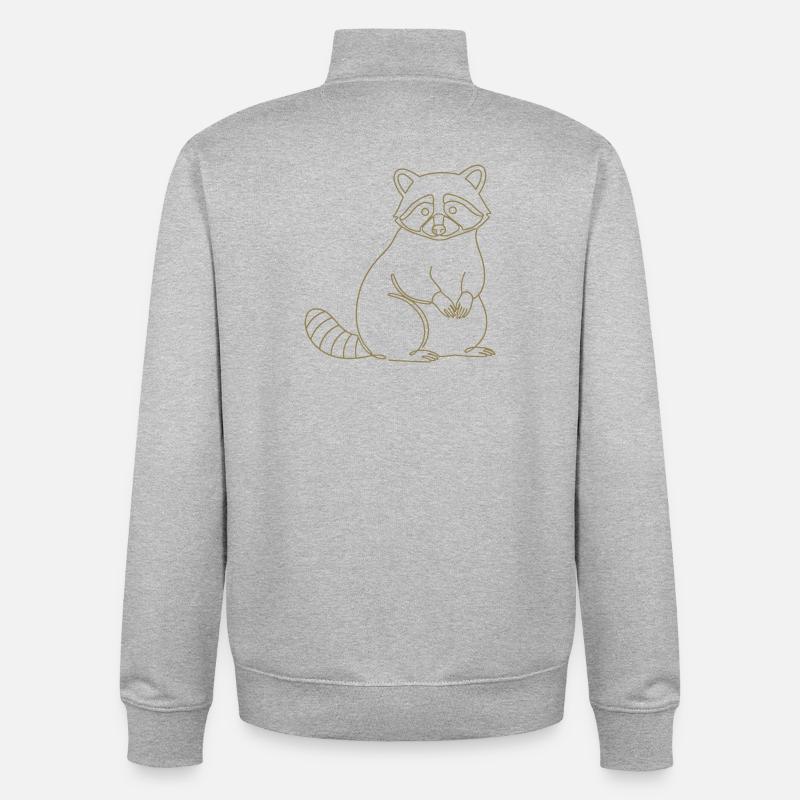 Silhouette de raton laveur mignon, minimaliste - Sweat zippé unisexe en coton bio Stanley/Stella - gris chiné