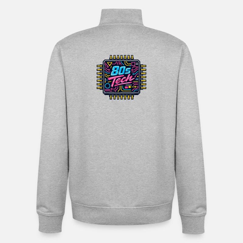 80s Tech Neon Chip - Unisex Organic Zip Sweatshirt by Stanley/Stella - heather grey