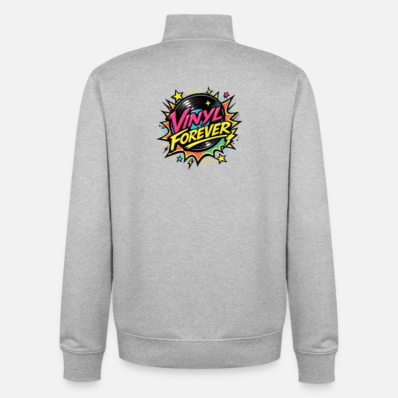 Vinyl Forever Retro Pop - Sweat zippé unisexe en coton bio Stanley/Stella - gris chiné