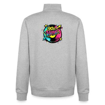 Cercle néon en vinyle des années 90 - Sweat zippé unisexe en coton bio Stanley/Stella - gris chiné - Dos - AI Model Male 185 light (185cm)