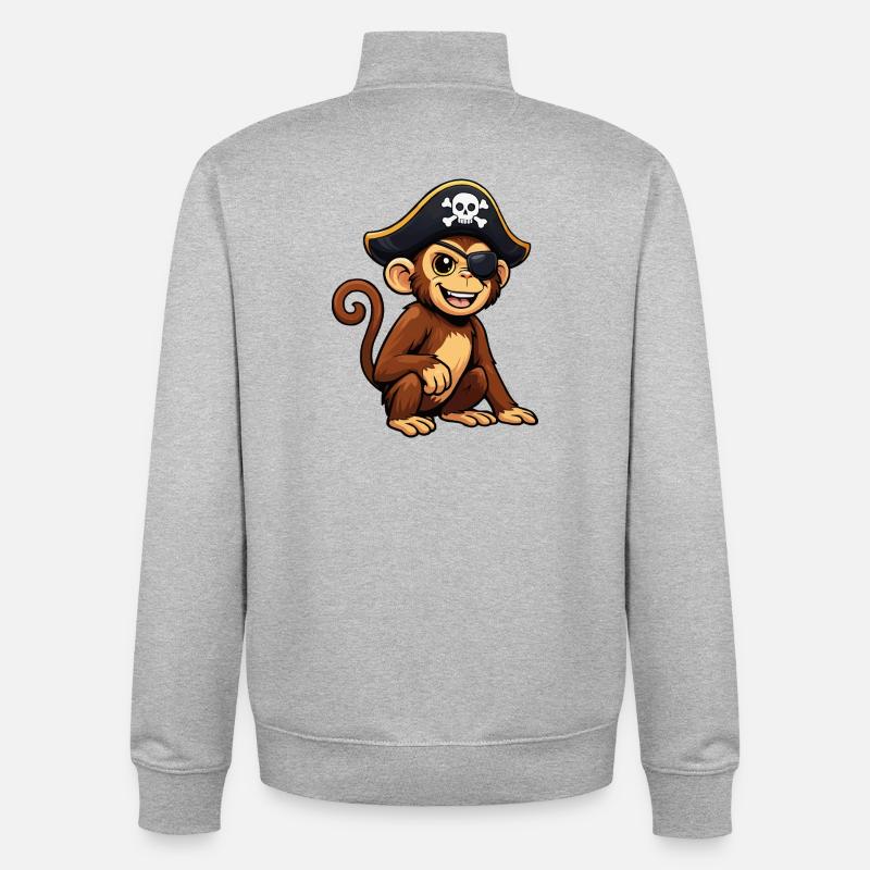 affe-pirat - Unisex Organic Zip Sweatshirt von Stanley/Stella - Grau meliert