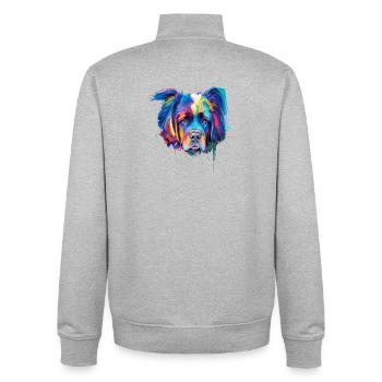 Mastiff Dog Porträt Lebendige Ölmalerei Kunst - Unisex Organic Zip Sweatshirt von Stanley/Stella - Grau meliert - Hinten - AI Model Male 185 light (185cm)