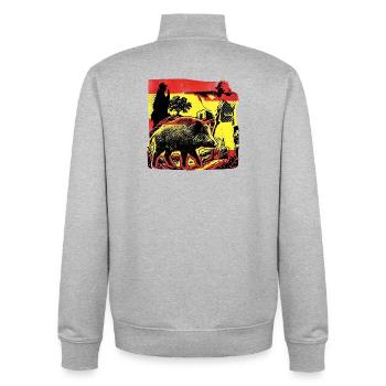 Jäger Spanien Flagge Spanisch Wildschwein - Unisex Organic Zip Sweatshirt von Stanley/Stella - Grau meliert - Hinten - AI Model Male 185 light (185cm)
