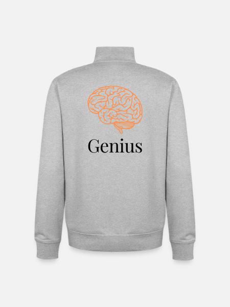 Brain in orange lines - Unisex Organic Zip Sweatshirt by Stanley/Stella - heather grey