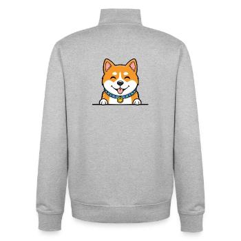 Akita Inu (Porträt/Comic) - Unisex Organic Zip Sweatshirt von Stanley/Stella - Grau meliert - Hinten - AI Model Male 185 light (185cm)