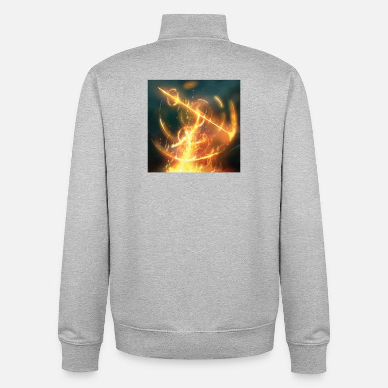 Fire Spear - Unisex Organic Zip Sweatshirt by Stanley/Stella - heather grey