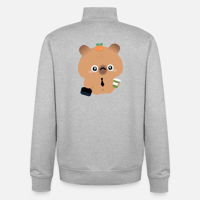 Kaffee-Kapybara - Unisex Organic Zip Sweatshirt von Stanley/Stella - Grau meliert