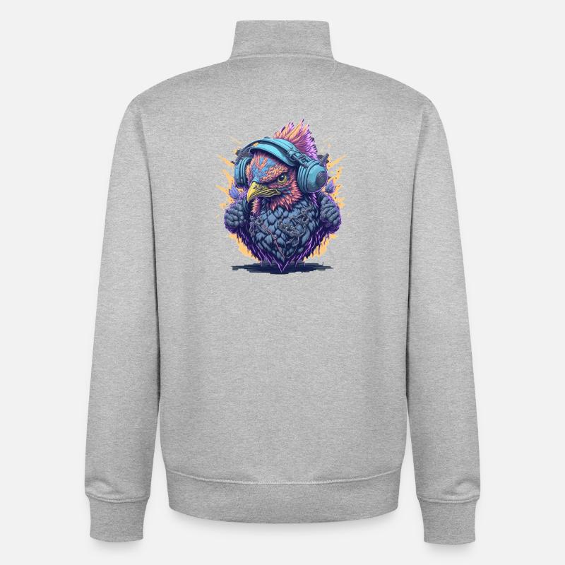 DJ avec un casque - Sweat zippé unisexe en coton bio Stanley/Stella - gris chiné