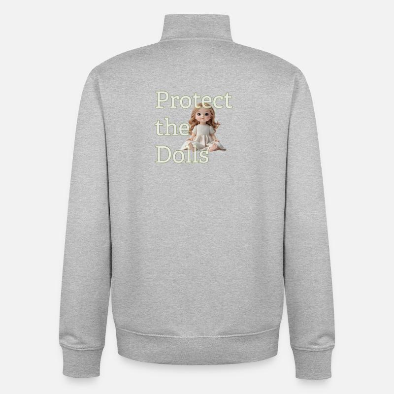 Cute Doll Looking Up – Minimal Design - Unisex Organic Zip Sweatshirt von Stanley/Stella - Grau meliert