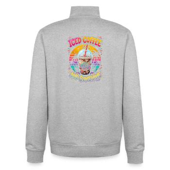 Iced Coffee and Sunshine - Unisex Organic Zip Sweatshirt by Stanley/Stella - heather grey - Back - AI Model Male 185 light (185cm)