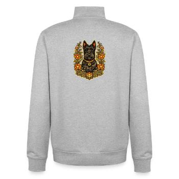 Floral Frame Scottish Terrier - Unisex Organic Zip Sweatshirt von Stanley/Stella - Grau meliert - Hinten - AI Model Male 185 light (185cm)