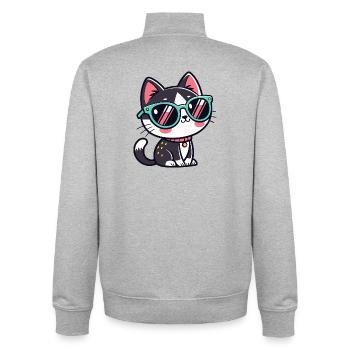 Katzen-Kawaii-grüne Brille - Unisex Organic Zip Sweatshirt von Stanley/Stella - Grau meliert - Hinten - AI Model Male 185 light (185cm)