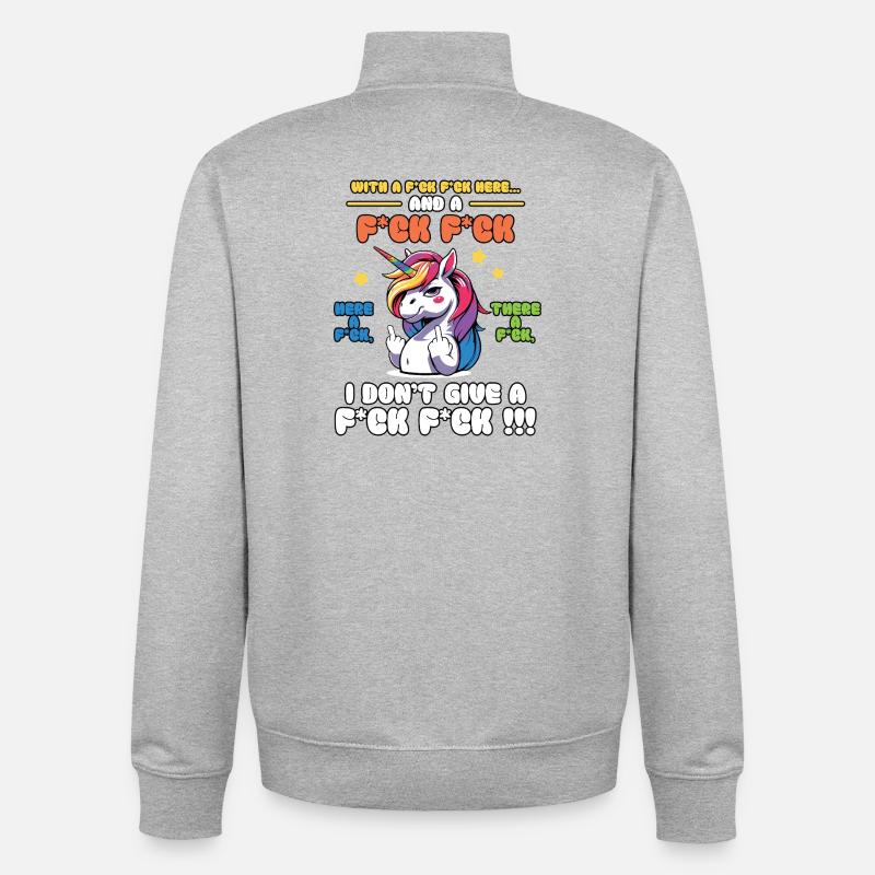 Buntes Einhorn frecher Spruch - Unisex Organic Zip Sweatshirt von Stanley/Stella - Grau meliert