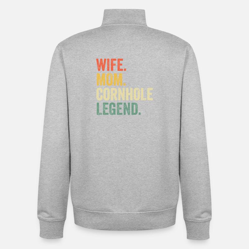 Ehefrau-Mama Cornhole-Legende - Unisex Organic Zip Sweatshirt von Stanley/Stella - Grau meliert