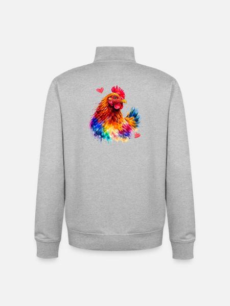 Regenbogenhahn-Aquarell - Unisex Organic Zip Sweatshirt von Stanley/Stella - Grau meliert