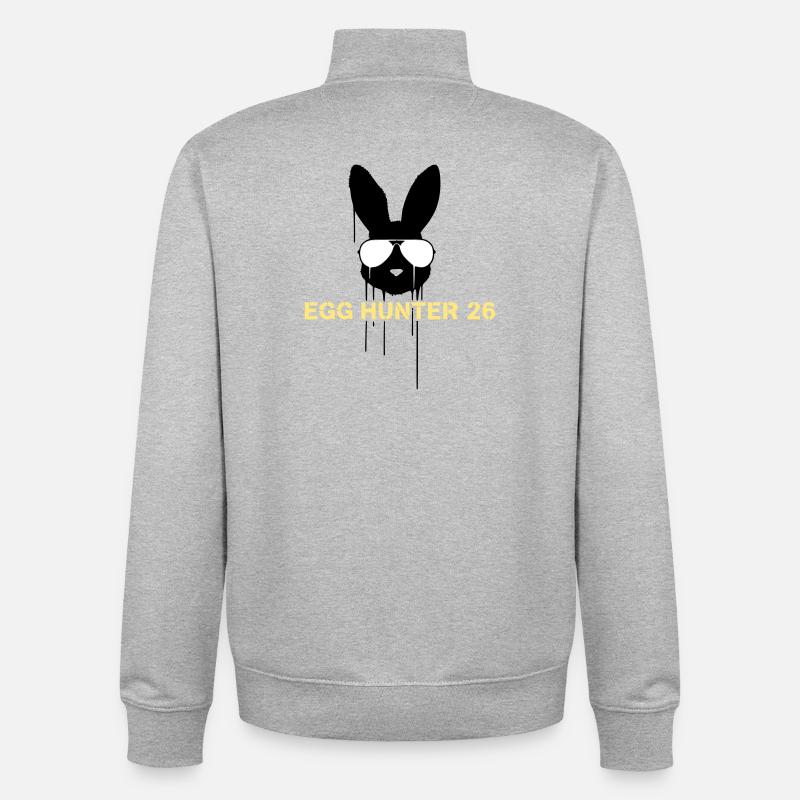 Egg Hunter 2026 Bunny Easter - Unisex Organic Zip Sweatshirt by Stanley/Stella - heather grey