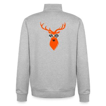 Papa Cerf avec des lunettes de soleil - orange - Sweat zippé unisexe en coton bio Stanley/Stella - gris chiné - Dos - AI Model Male 185 light (185cm)