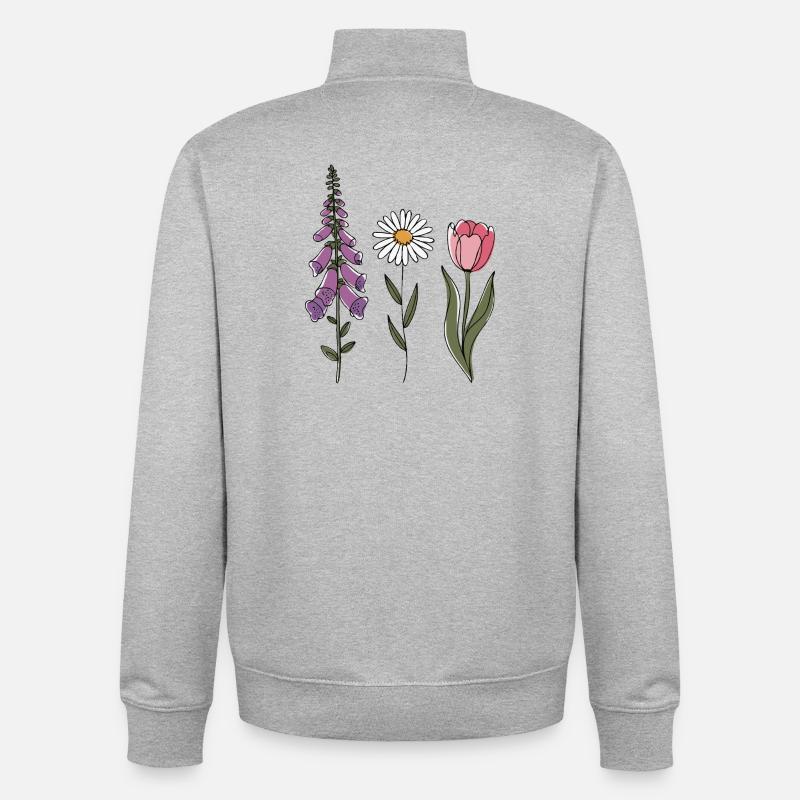 Foxglove-Daisy Tulip III - Unisex Organic Zip Sweatshirt von Stanley/Stella - Grau meliert