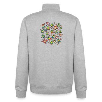 Colorful dancing frogs circle - Unisex Organic Zip Sweatshirt by Stanley/Stella - heather grey - Back - AI Model Male 185 light (185cm)